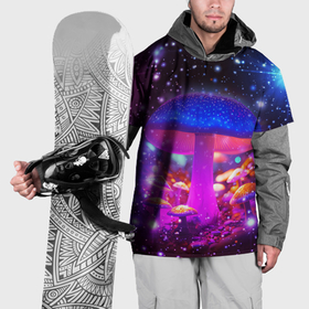 Накидка на куртку 3D с принтом Звезды и неоновые светящиеся грибы в Петрозаводске, 100% полиэстер |  | Тематика изображения на принте: 