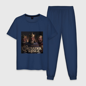 Мужская пижама хлопок с принтом Crusader Kings в Белгороде, 100% хлопок | брюки и футболка прямого кроя, без карманов, на брюках мягкая резинка на поясе и по низу штанин
 | 