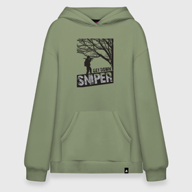 Худи SuperOversize хлопок с принтом Get down sniper в Тюмени, 70% хлопок, 30% полиэстер, мягкий начес внутри | карман-кенгуру, эластичная резинка на манжетах и по нижней кромке, двухслойный капюшон
 | 