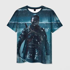 Мужская футболка 3D с принтом Ghost of Tsushima зима в Санкт-Петербурге, 100% полиэфир | прямой крой, круглый вырез горловины, длина до линии бедер | Тематика изображения на принте: 