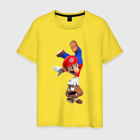 Мужская футболка хлопок с принтом Марио на грибе в Санкт-Петербурге, 100% хлопок | прямой крой, круглый вырез горловины, длина до линии бедер, слегка спущенное плечо. | 