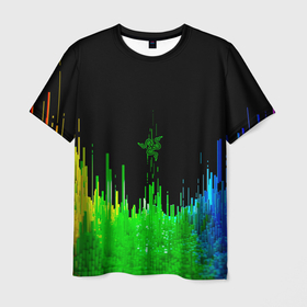 Мужская футболка 3D с принтом Геометрическая музыкальная волна в Петрозаводске, 100% полиэфир | прямой крой, круглый вырез горловины, длина до линии бедер | 