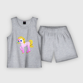 Детская пижама с шортами хлопок с принтом Крошка единорог в Кировске,  |  | Тематика изображения на принте: 