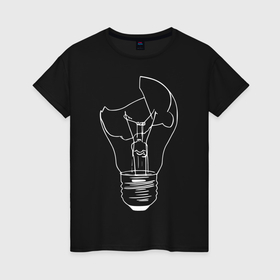Женская футболка хлопок с принтом Разбитая лампочка в Белгороде, 100% хлопок | прямой крой, круглый вырез горловины, длина до линии бедер, слегка спущенное плечо | 