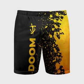 Мужские шорты спортивные с принтом Doom   gold gradient: по вертикали в Санкт-Петербурге,  |  | 