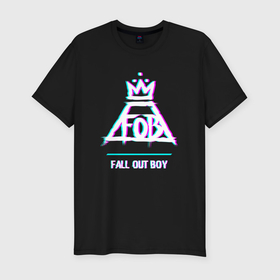 Мужская футболка хлопок Slim с принтом Fall Out Boy glitch rock в Белгороде, 92% хлопок, 8% лайкра | приталенный силуэт, круглый вырез ворота, длина до линии бедра, короткий рукав | 