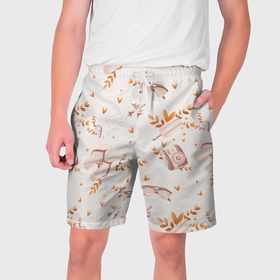 Мужские шорты 3D с принтом пляжный паттерн в Курске,  полиэстер 100% | прямой крой, два кармана без застежек по бокам. Мягкая трикотажная резинка на поясе, внутри которой широкие завязки. Длина чуть выше колен | 