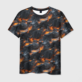 Мужская футболка 3D с принтом Огненные волны   pattern в Белгороде, 100% полиэфир | прямой крой, круглый вырез горловины, длина до линии бедер | 