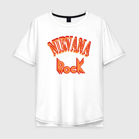 Мужская футболка хлопок Oversize с принтом Нирвана музыка рок , 100% хлопок | свободный крой, круглый ворот, “спинка” длиннее передней части | 