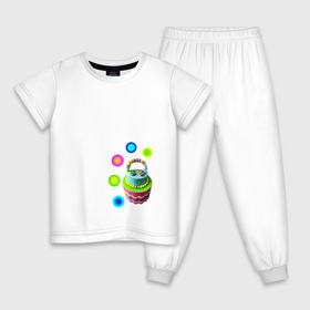 Детская пижама хлопок с принтом светлый праздник , 100% хлопок |  брюки и футболка прямого кроя, без карманов, на брюках мягкая резинка на поясе и по низу штанин
 | 