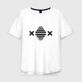 Мужская футболка хлопок Oversize с принтом Крестики палочки в Екатеринбурге, 100% хлопок | свободный крой, круглый ворот, “спинка” длиннее передней части | 