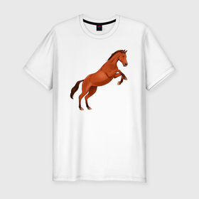 Мужская футболка хлопок Slim с принтом Англо арабская лошадь , 92% хлопок, 8% лайкра | приталенный силуэт, круглый вырез ворота, длина до линии бедра, короткий рукав | 