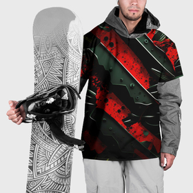 Накидка на куртку 3D с принтом черные плашки на красном фоне в Екатеринбурге, 100% полиэстер |  | 