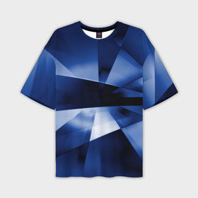 Мужская футболка oversize 3D с принтом Синие лучи и отражения в абстракции в Белгороде,  |  | 