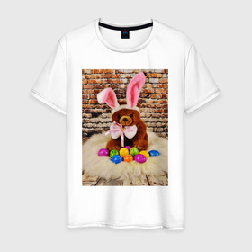 Мужская футболка хлопок с принтом Кролик  счастья в Белгороде, 100% хлопок | прямой крой, круглый вырез горловины, длина до линии бедер, слегка спущенное плечо. | 