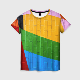 Женская футболка 3D с принтом Красочная стена , 100% полиэфир ( синтетическое хлопкоподобное полотно) | прямой крой, круглый вырез горловины, длина до линии бедер | 