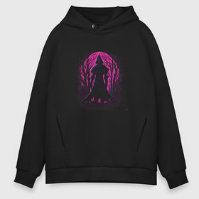 Мужское худи Oversize хлопок с принтом Pink Knight в Белгороде, френч-терри — 70% хлопок, 30% полиэстер. Мягкий теплый начес внутри —100% хлопок | боковые карманы, эластичные манжеты и нижняя кромка, капюшон на магнитной кнопке | 