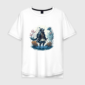 Мужская футболка хлопок Oversize с принтом Water knight , 100% хлопок | свободный крой, круглый ворот, “спинка” длиннее передней части | Тематика изображения на принте: 