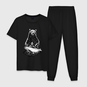 Мужская пижама хлопок с принтом Случай на рыбалке в Тюмени, 100% хлопок | брюки и футболка прямого кроя, без карманов, на брюках мягкая резинка на поясе и по низу штанин
 | 