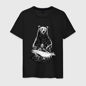 Мужская футболка хлопок с принтом Случай на рыбалке в Тюмени, 100% хлопок | прямой крой, круглый вырез горловины, длина до линии бедер, слегка спущенное плечо. | 