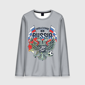 Мужской лонгслив 3D с принтом Welcome to Russia   футбол в Кировске, 100% полиэстер | длинные рукава, круглый вырез горловины, полуприлегающий силуэт | 
