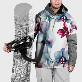 Накидка на куртку 3D с принтом Голубая орхидея акварель   паттерн в Курске, 100% полиэстер |  | Тематика изображения на принте: 