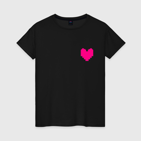 Женская футболка хлопок с принтом Сердце UNDERTALE , 100% хлопок | прямой крой, круглый вырез горловины, длина до линии бедер, слегка спущенное плечо | 