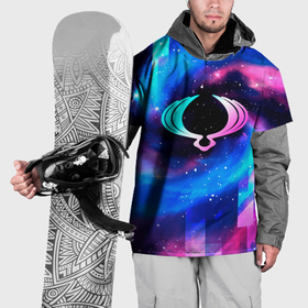 Накидка на куртку 3D с принтом SsangYong неоновый космос в Курске, 100% полиэстер |  | Тематика изображения на принте: 