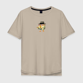 Мужская футболка хлопок Oversize с принтом Chicken Gun meme в Тюмени, 100% хлопок | свободный крой, круглый ворот, “спинка” длиннее передней части | Тематика изображения на принте: 