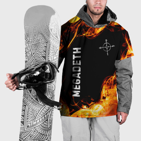 Накидка на куртку 3D с принтом Megadeth и пылающий огонь , 100% полиэстер |  | 