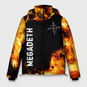 Мужская зимняя куртка 3D с принтом Megadeth и пылающий огонь в Екатеринбурге, верх — 100% полиэстер; подкладка — 100% полиэстер; утеплитель — 100% полиэстер | длина ниже бедра, свободный силуэт Оверсайз. Есть воротник-стойка, отстегивающийся капюшон и ветрозащитная планка. 

Боковые карманы с листочкой на кнопках и внутренний карман на молнии. | 