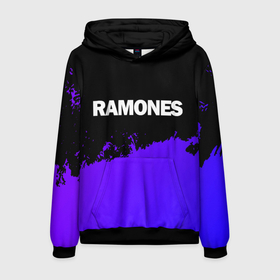 Мужская толстовка 3D с принтом Ramones purple grunge в Екатеринбурге, 100% полиэстер | двухслойный капюшон со шнурком для регулировки, мягкие манжеты на рукавах и по низу толстовки, спереди карман-кенгуру с мягким внутренним слоем. | 