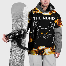 Накидка на куртку 3D с принтом The Neighbourhood рок кот и огонь в Белгороде, 100% полиэстер |  | Тематика изображения на принте: 