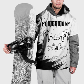 Накидка на куртку 3D с принтом Powerwolf рок кот на светлом фоне , 100% полиэстер |  | Тематика изображения на принте: 