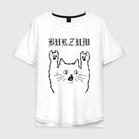 Мужская футболка хлопок Oversize с принтом Burzum   rock cat в Новосибирске, 100% хлопок | свободный крой, круглый ворот, “спинка” длиннее передней части | 