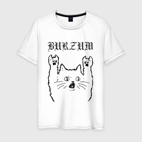 Мужская футболка хлопок с принтом Burzum   rock cat в Санкт-Петербурге, 100% хлопок | прямой крой, круглый вырез горловины, длина до линии бедер, слегка спущенное плечо. | 