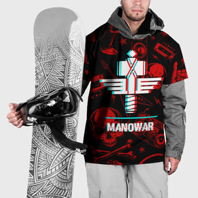 Накидка на куртку 3D с принтом Manowar rock glitch в Тюмени, 100% полиэстер |  | 