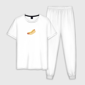Мужская пижама хлопок с принтом hot dog illustration в Новосибирске, 100% хлопок | брюки и футболка прямого кроя, без карманов, на брюках мягкая резинка на поясе и по низу штанин
 | 