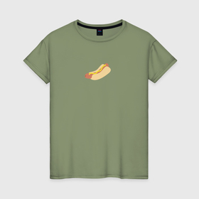 Женская футболка хлопок с принтом hot dog illustration в Новосибирске, 100% хлопок | прямой крой, круглый вырез горловины, длина до линии бедер, слегка спущенное плечо | 