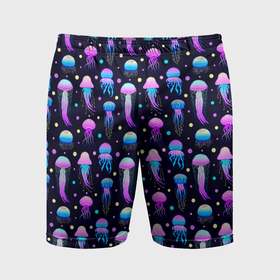 Мужские шорты спортивные с принтом Разноцветные медузы морские в Санкт-Петербурге,  |  | 