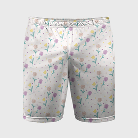 Мужские шорты спортивные с принтом Весенний паттерн с цветами ,  |  | Тематика изображения на принте: 