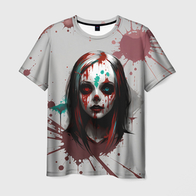 Мужская футболка 3D с принтом Zombie girl в Екатеринбурге, 100% полиэфир | прямой крой, круглый вырез горловины, длина до линии бедер | 