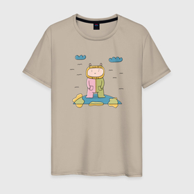 Мужская футболка хлопок с принтом космонавт доброта , 100% хлопок | прямой крой, круглый вырез горловины, длина до линии бедер, слегка спущенное плечо. | 