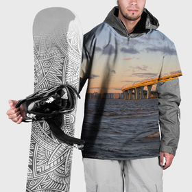 Накидка на куртку 3D с принтом Санкт Петербург: Финский залив вид с Васильевского острова в Новосибирске, 100% полиэстер |  | 
