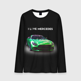 Мужской лонгслив 3D с принтом Я люблю Mercedes AMG в Тюмени, 100% полиэстер | длинные рукава, круглый вырез горловины, полуприлегающий силуэт | 