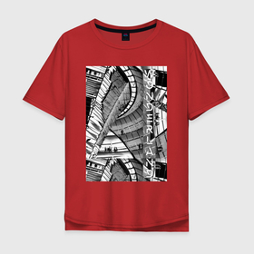 Мужская футболка хлопок Oversize с принтом Зазеркалье в стиле урбан , 100% хлопок | свободный крой, круглый ворот, “спинка” длиннее передней части | Тематика изображения на принте: 