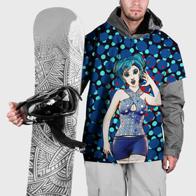 Накидка на куртку 3D с принтом Аниме девушка с голубыми волосами в ретро полутонах в Тюмени, 100% полиэстер |  | 