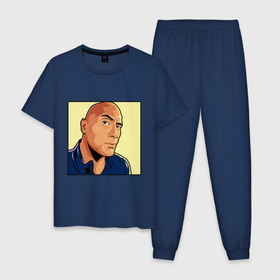 Мужская пижама хлопок с принтом Dwayne Johnson rock eyebrow в Курске, 100% хлопок | брюки и футболка прямого кроя, без карманов, на брюках мягкая резинка на поясе и по низу штанин
 | 