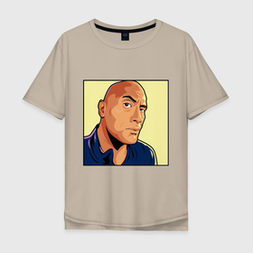 Мужская футболка хлопок Oversize с принтом Dwayne Johnson rock eyebrow , 100% хлопок | свободный крой, круглый ворот, “спинка” длиннее передней части | 