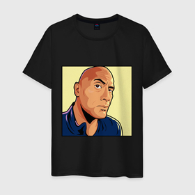 Мужская футболка хлопок с принтом Dwayne Johnson rock eyebrow в Курске, 100% хлопок | прямой крой, круглый вырез горловины, длина до линии бедер, слегка спущенное плечо. | 